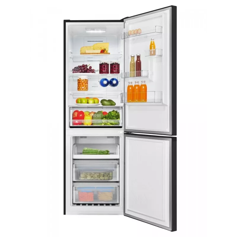 Amica FK3506D.2F(E) koel-vriescombinatie, vriezer onderin, 226 l koelkast + 96 l vriezer, Total No Frost, energieklasse E, zwart