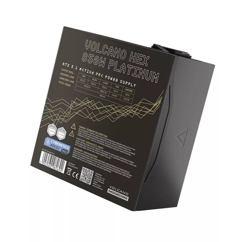Voeding MODECOM Volcano Hex 850W Platinum modulair ATX 850 W 80 Plus Platinum