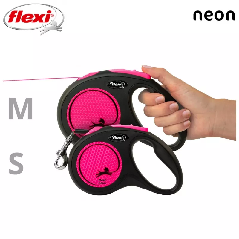 Flexi New Neon S 5 m honden-automatische riem