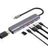 USB Type-C-hub CANYON DS-17 — HDMI, USB 3.2 Gen 1 A, USB-C, MicroSD, 10000 Mbit/s, grijs
