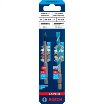 Borenset Bosch Expert HEX-9 MultiConstruction 6 mm, 2-delig