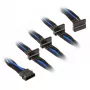 SilverStone 4-polige Molex-naar 4x SATA-kabel, 300 mm - zwart/blauw