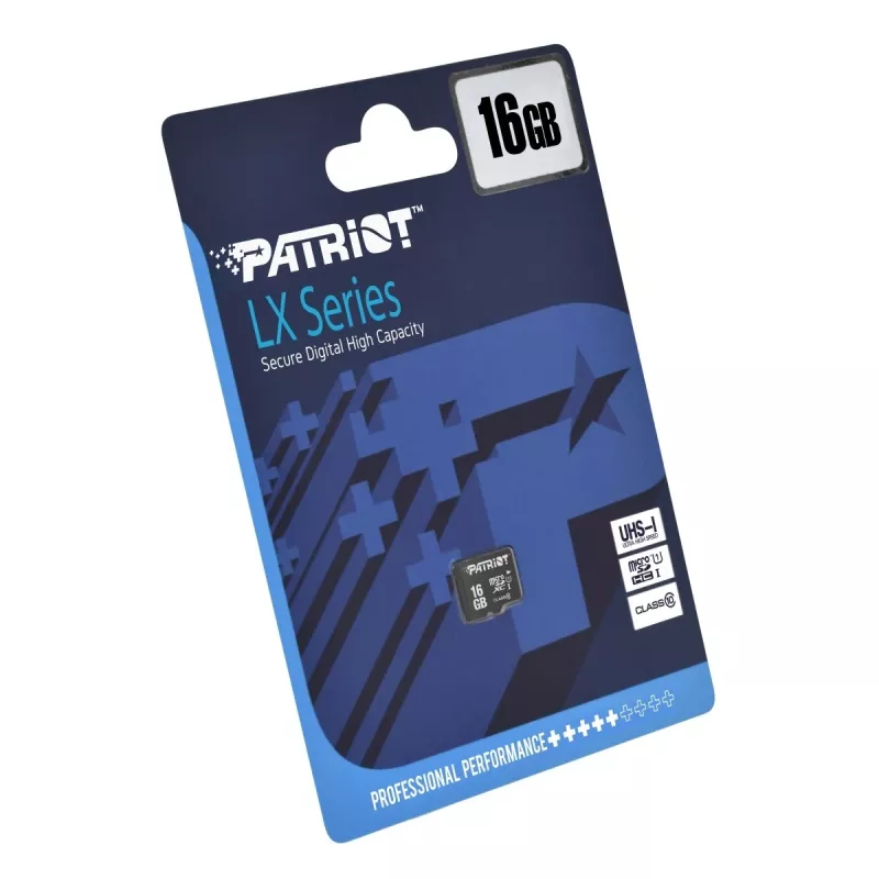 MicroSDHC-geheugenkaart PATRIOT PSF16GMDC10 — 16 GB, Class 10, UHS-I (U1), 80 MB/s, zwart