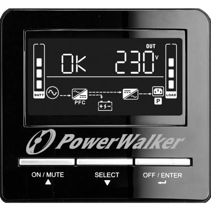 PowerWalker VI 1100 CW line-interactive UPS 1100 VA (1,1 kVA), 770 W, 7 Ah, RS-232, USB, zwart