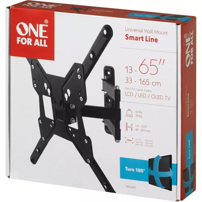 Universal Electronics One For All Smart WM 2451 - houder - voor flatscreen - schermformaat: 33-140 cm (13-55) - wandhouder (WM2451)