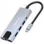 USB-C-hub QOLTEC 53795 5-in-1 met 100W PD, 2×USB-A, HDMI 4K, RJ45