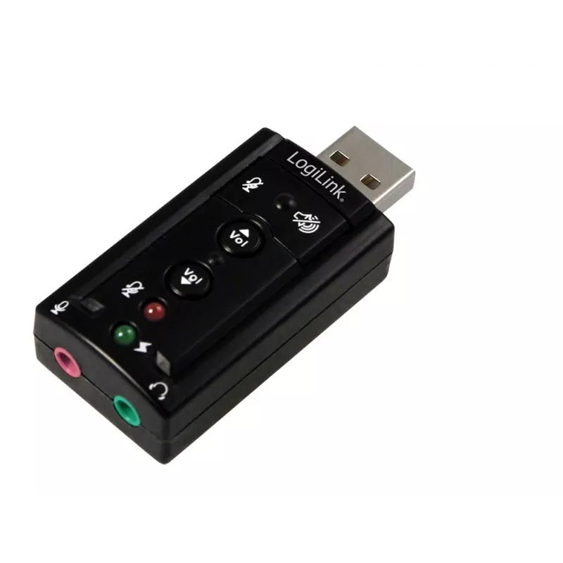 Externe USB-soundkaart LOGILINK UA0078, 7.1-kanaals, USB-interface, compact 124×194×34 mm, 80 g