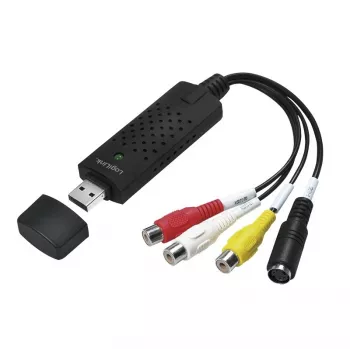 LogiLink USB 2.0 a/V grabber. USB a/M naar 3xCinch + MiniDIN5/F. zwart