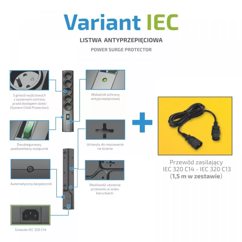 Stekkerdoos EVER Variant 5 stopcontacten 1,5 m kabel