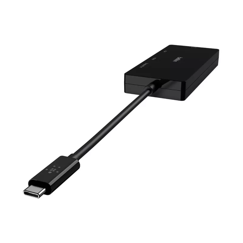 Linksys Belkin - videoadapter - USB-C (M) naar HD-15 (VGA), DVI-I, HDMI, DisplayPort (W) - 4K-ondersteuning - zwart (AVC003BTBK)