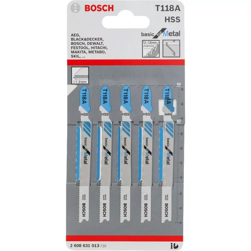Decoupeerzaagblad Bosch T 118 A snelsnijstaal HSS 5 stuks