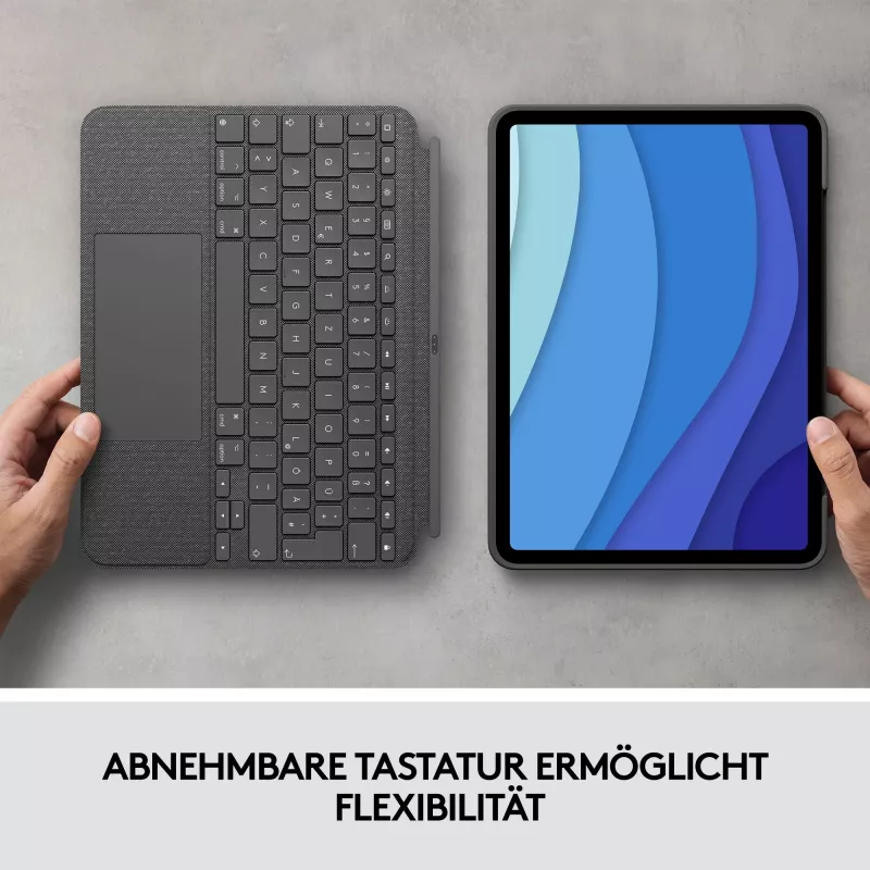 Case met toetsenbord Combo Touch US iPad Pro 11 1,2,3 Gen grijs