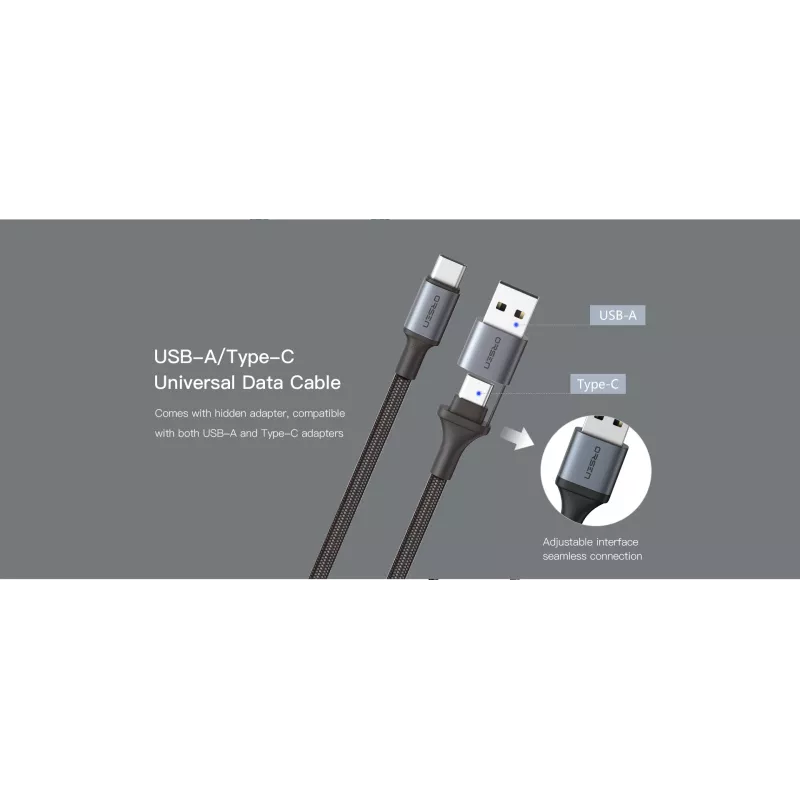 USB Type-C 2-in-1-kabel Orsen S8, 5A, 1,5 m (snelladen/data)