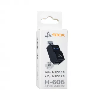 USB-hub SBOX H-606 – 3-poorts USB-A (1x USB 3.0, 2x USB 2.0)