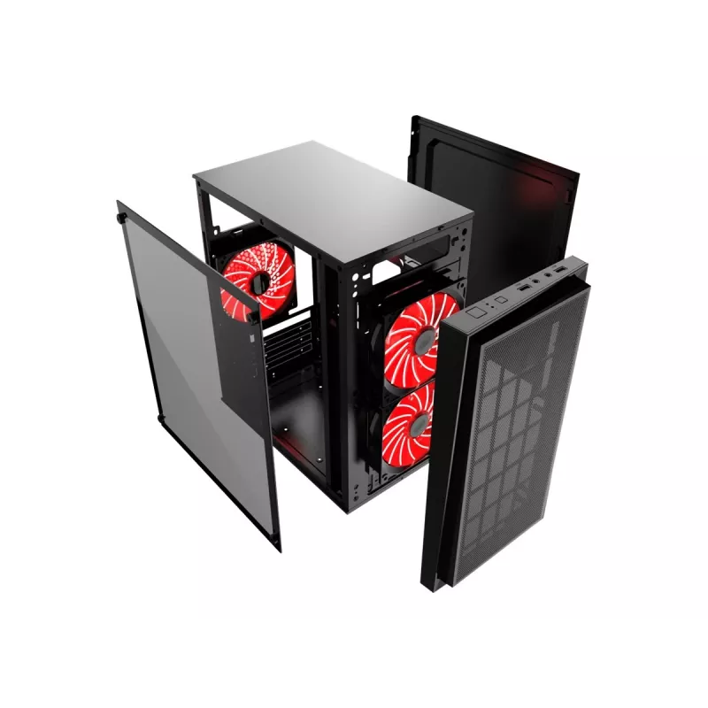 GEMBIRD CCC-FORNAX-950R gaming-design pc-kast 3 x 12 cm ventilatoren rood