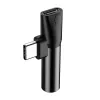 Baseus audio-adapter USB-C naar minijack 3,5 mm + USB-C (zwart)