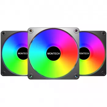Montech GF120R V2 ARGB computercase-ventilatormodule 12 cm zwart 3 stuks