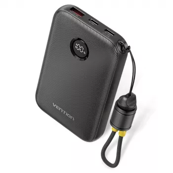 Powerbank Vention FKAB0-C 10000 mAh, 2× USB-C + 1× USB-A, 22,5 W, zwart