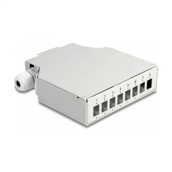 DeLOCK glasvezelverdeelbox DIN-rail 8 poorten grijs