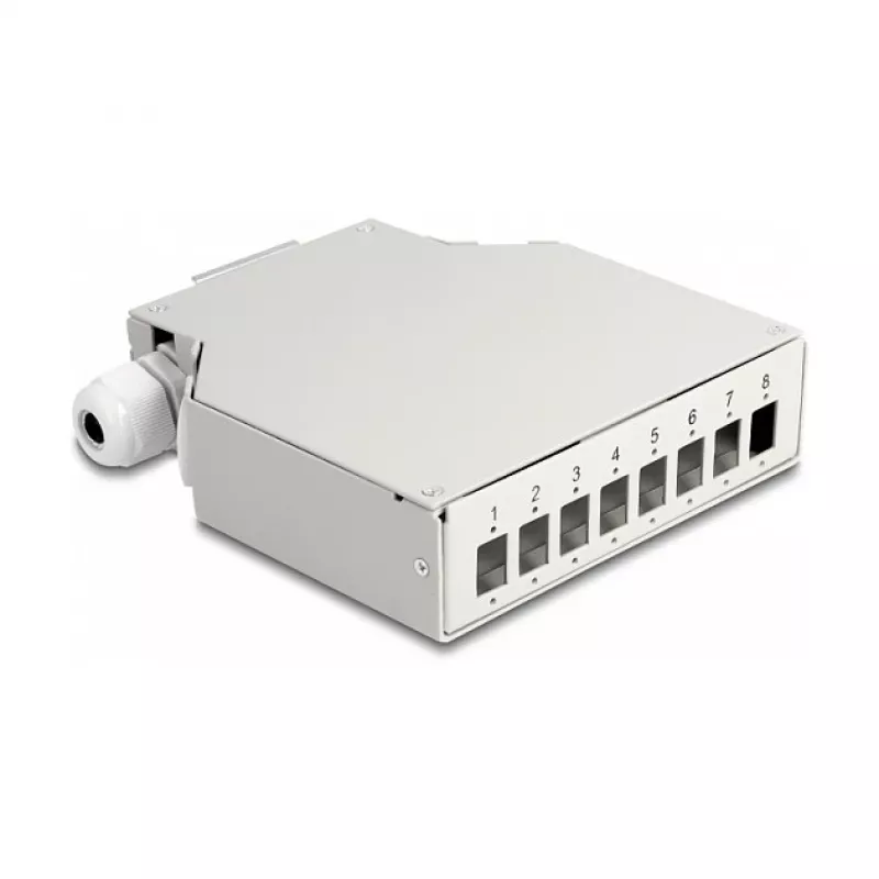 DeLOCK glasvezelverdeelbox DIN-rail 8 poorten grijs
