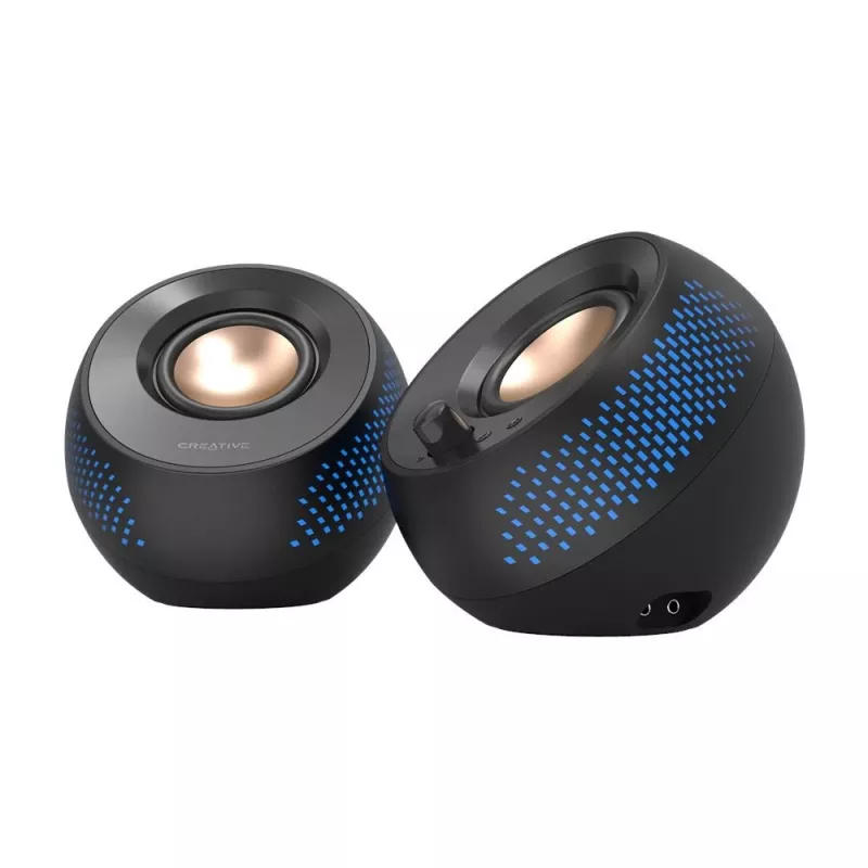 CREATIVE Pebble X 2.0 USB-C computerluidspreker met instelbare RGB-verlichting, Bluetooth 5.3, USB-audio, tot 15 W RMS-vermogen voor pc en Mac
