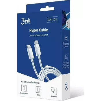 Kabel USB 3MK USB-C USB-C 2 m wit