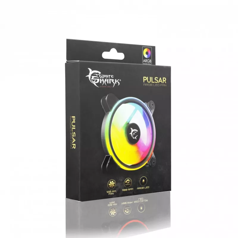 Fan White Shark Pulsar computercaseventilator 12 cm zwart