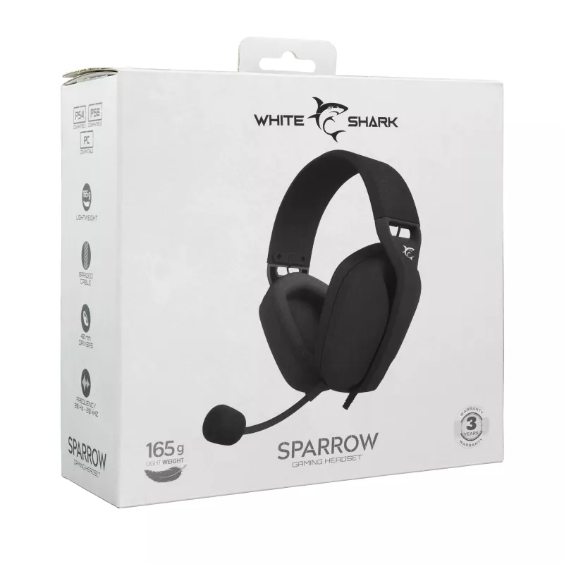 Koptelefoon White Shark GH-2443 Sparrow zwart