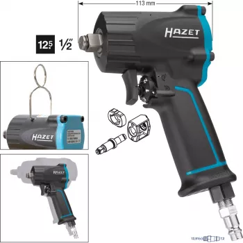 HAZET 9012M - slagmoersleutel - zwart - 1/2,1/4 inch - 10000 t/min - 1100 Nm - 610 Nm
