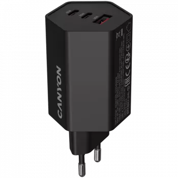 CANYON oplader HEXAGON 65 GaN 65W 2xPD 1xQC EU zwart (CND-CHAHEX65B)