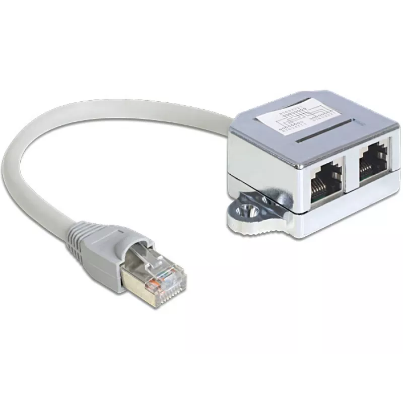 DeLOCK 65441 RJ45-poortverdubbelaar, Ethernet 100Base-TX-splitter, 1x RJ-45 (male) naar 2x RJ-45 (female), 15 cm