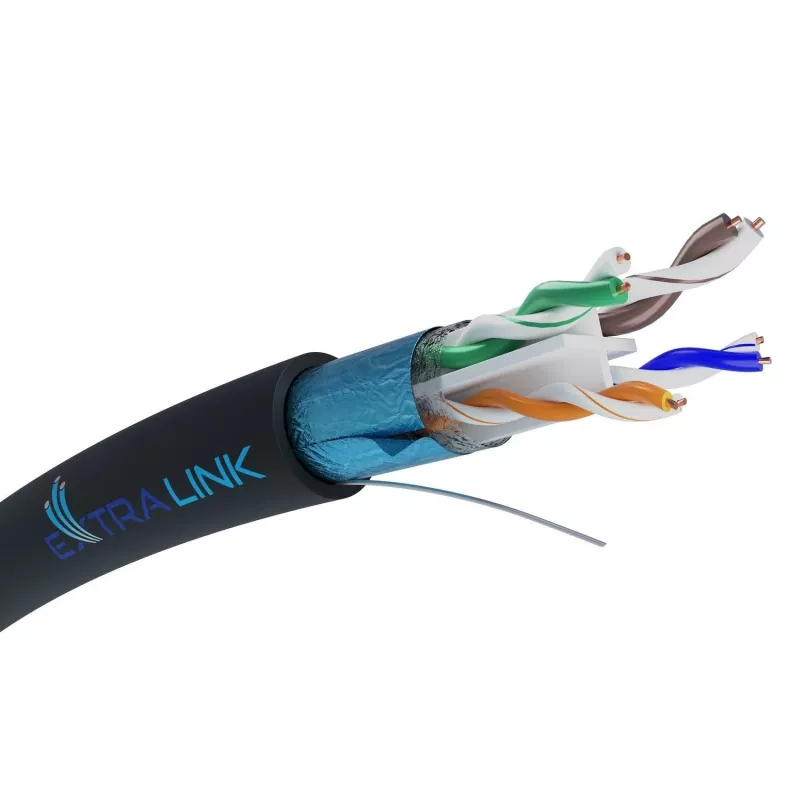 Netwerkkabel Extralink Twisted Pair CAT6 FTP (F/UTP) V2 Outdoor 305 m zwart