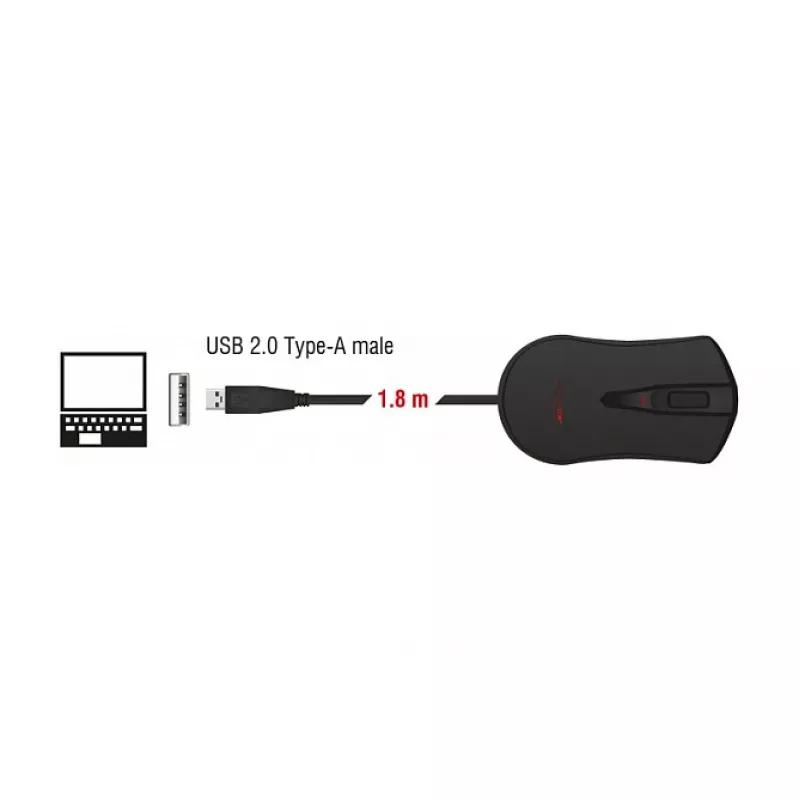 Gaming-muis DeLOCK 12531 ambidexter USB Type-A optisch 4800 DPI