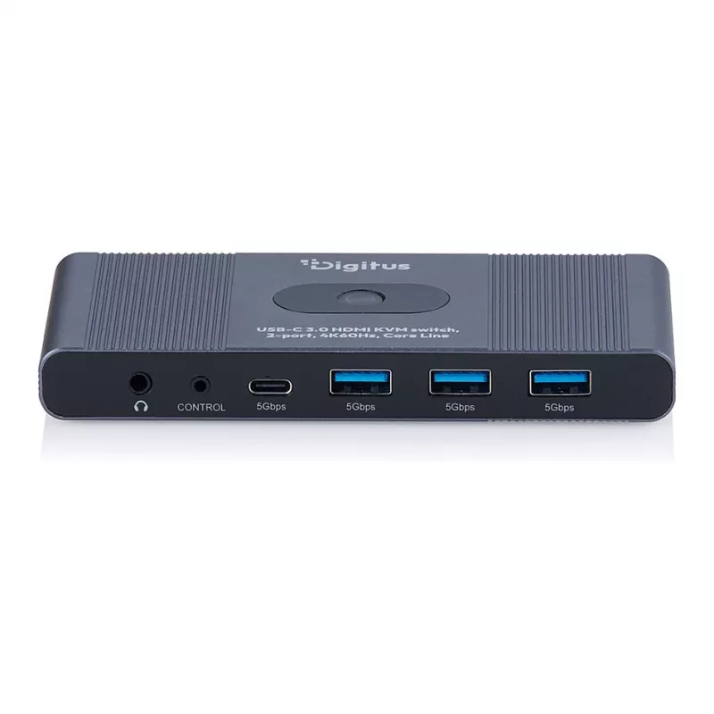 KVM-switch DIGITUS USB-C 3.0 HDMI 2-poorts 4K60Hz, USB-C/USB-A, aluminium, 135×60×30 mm