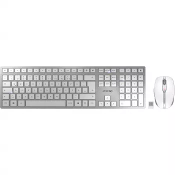 CHERRY DW 9100 SLIM toetsenbord muis inbegrepen universeel RF draadloos + Bluetooth QWERTZ Duits zilver