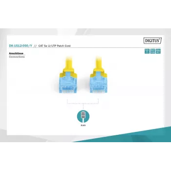 Patchkabel Digitus CAT 5e U/UTP DK-1512-050/Y 5m geel