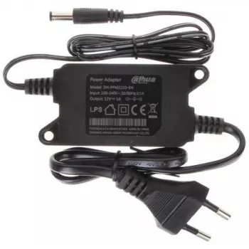 Voeding DAHUA PFM321D, binnen 12 V, ingang 100–240 V 50/60 Hz, zwart, 84×41×26 mm