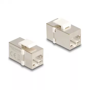 Delock 90637 Keystone-module RJ45 female naar RJ45 female, Cat.6 FTP, zilver/wit