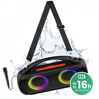 Draagbare luidspreker MEDIA-TECH MT3184 — Bluetooth 5.3, 60W RMS, IPX5, Li-Ion accu 16h, USB-C laadpoort, MicroSD, TWS, microfoon, afstandsbediening
