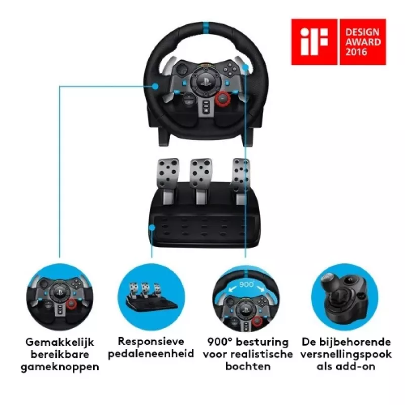 Logitech Driving Force G29 - stuur- en pedaalset - bedraad - voor Sony PlayStation 3, Sony PlayStation 4