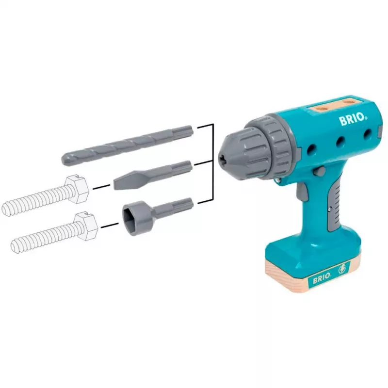 Accuschroevendraaier speelgoed BRIO Builder model 63460000 — realistische vormgeving, gereedschap op batterijen