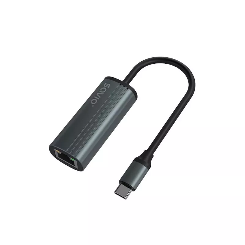 SAVIO-adapter USB-C 3.1 Gen.1 (M) naar RJ-45 Gigabit Ethernet (F), 1000 Mbps, AK-56, grijs
