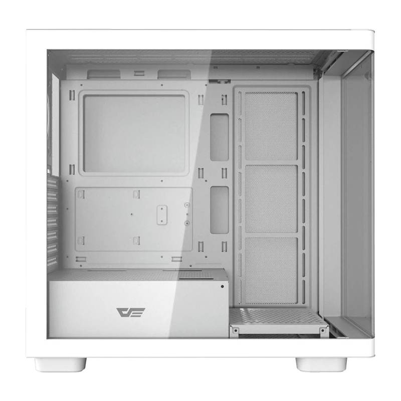 Computerbehuizing DarkFlash DS900G wit — mid-tower, gehard glas, geen ventilatoren