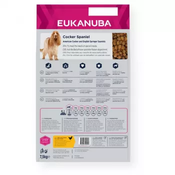 Droogvoer voor honden EUKANUBA Breed Specific Cocker Spaniel 7,5 kg — kip, volwassen honden, huid & vacht, hartondersteuning
