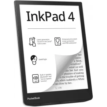 E-bookreader PocketBook InkPad 4 7,8 inch E Ink Carta, 32 GB, Wi‑Fi, zwart/zilver