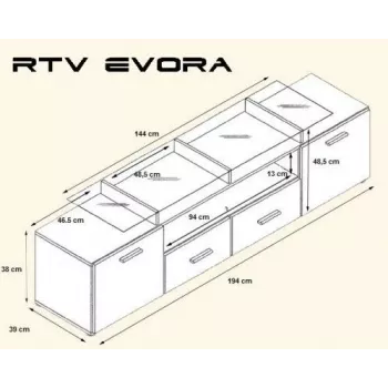 Cama TV-standaard EVORA 200 wit/wit glanzend