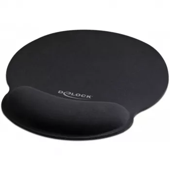 Delock Ergonomische muismat met polssteun zwart 252x227 mm
