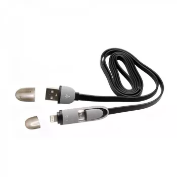 USB-A-stekker naar Micro-USB + 8-pins iPhone-stekker kabel SBOX 1 m zwart