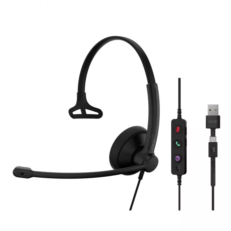 Headset EPOS IMPACT 100 MS mono USB-C+A bekabeld lichtgewicht 51g