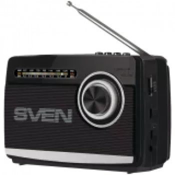 Luidspreker SVEN SRP-155, zwart (3W, Bluetooth, FM/AM/SW, USB, microSD, zaklamp, accu)